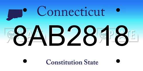 8AB2818 Connecticut License Plate
