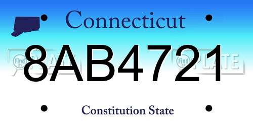 8AB4721 Connecticut License Plate