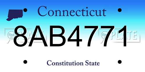 8AB4771 Connecticut License Plate