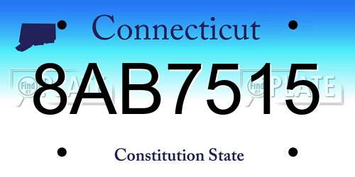 8AB7515 Connecticut License Plate