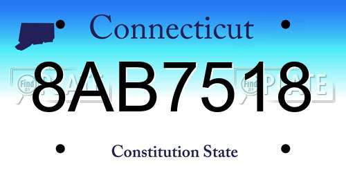 8AB7518 Connecticut License Plate
