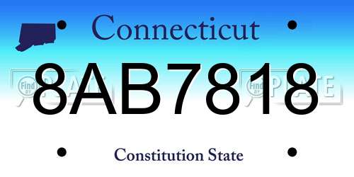 8AB7818 Connecticut License Plate