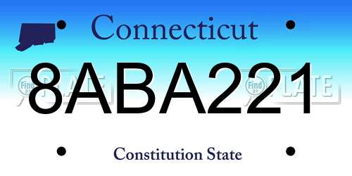 8ABA221 Connecticut License Plate