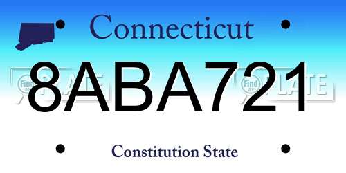 8ABA721 Connecticut License Plate