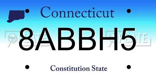 8ABBH5 Connecticut License Plate