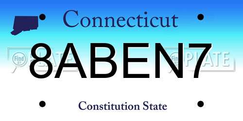 8ABEN7 Connecticut License Plate