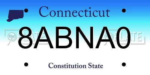 8ABNA0 Connecticut License Plate