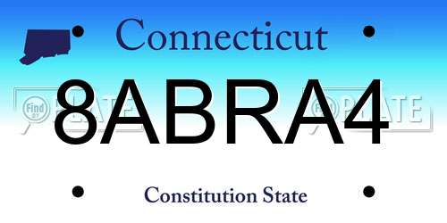 8ABRA4 Connecticut License Plate