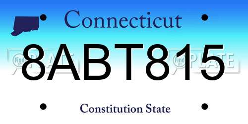 8ABT815 Connecticut License Plate