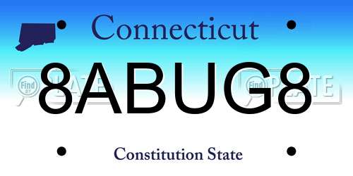 8ABUG8 Connecticut License Plate