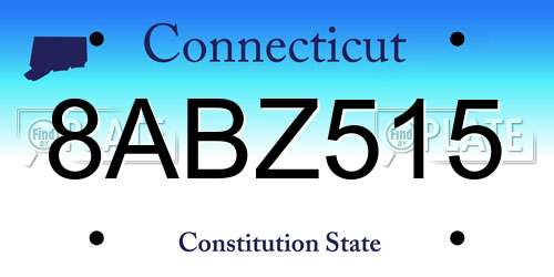 8ABZ515 Connecticut License Plate