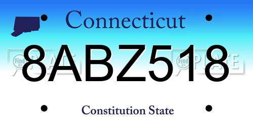 8ABZ518 Connecticut License Plate
