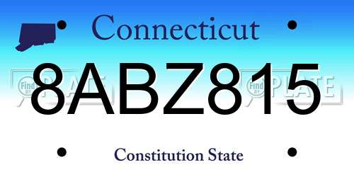 8ABZ815 Connecticut License Plate