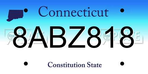 8ABZ818 Connecticut License Plate