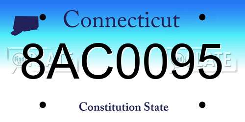 8AC0095 Connecticut License Plate