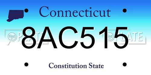 8AC515 Connecticut License Plate