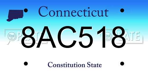 8AC518 Connecticut License Plate