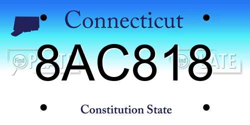 8AC818 Connecticut License Plate