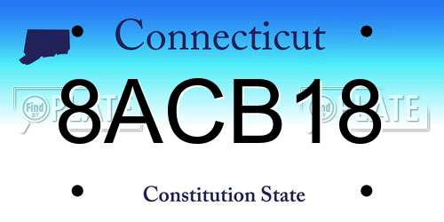 8ACB18 Connecticut License Plate