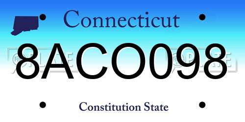 8ACO098 Connecticut License Plate