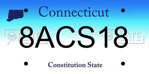 8ACS18 Connecticut License Plate