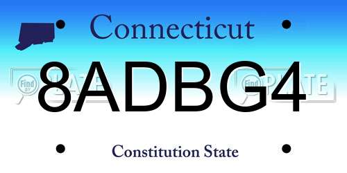 8ADBG4 Connecticut License Plate