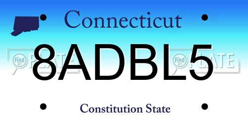 8ADBL5 Connecticut License Plate