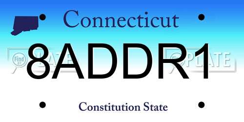 8ADDR1 Connecticut License Plate