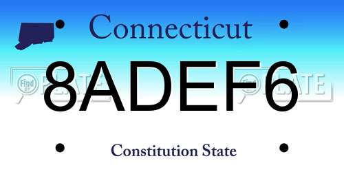 8ADEF6 Connecticut License Plate