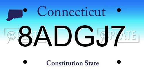 8ADGJ7 Connecticut License Plate
