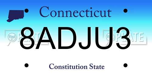 8ADJU3 Connecticut License Plate