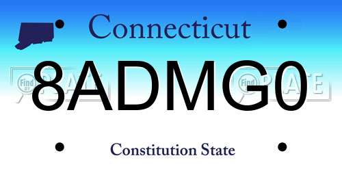 8ADMG0 Connecticut License Plate