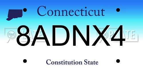 8ADNX4 Connecticut License Plate