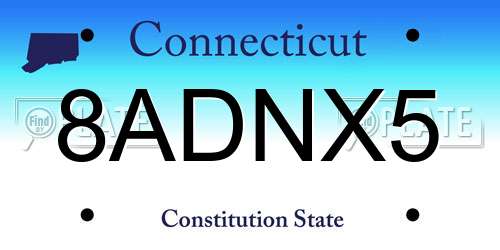 8ADNX5 Connecticut License Plate