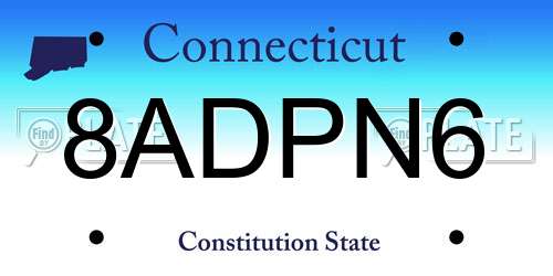 8ADPN6 Connecticut License Plate