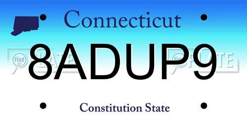 8ADUP9 Connecticut License Plate