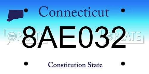 8AE032 Connecticut License Plate