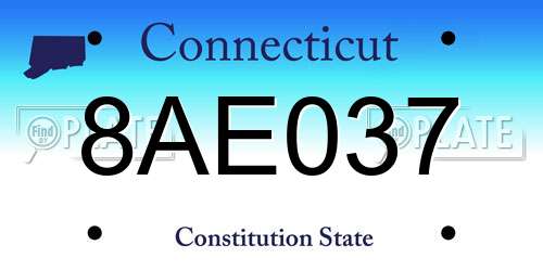 8AE037 Connecticut License Plate