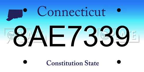 8AE7339 Connecticut License Plate