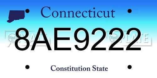 8AE9222 Connecticut License Plate