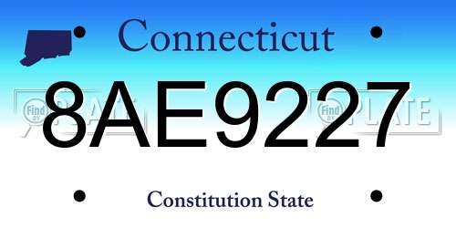 8AE9227 Connecticut License Plate