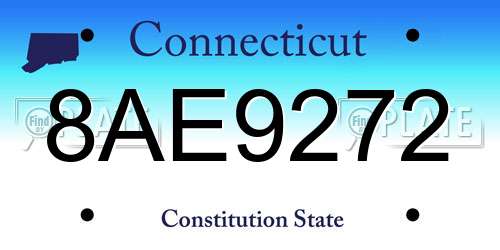 8AE9272 Connecticut License Plate