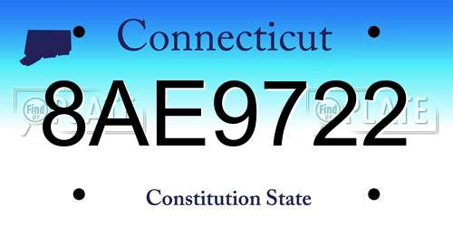 8AE9722 Connecticut License Plate