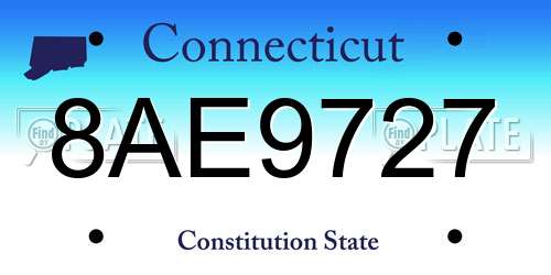 8AE9727 Connecticut License Plate