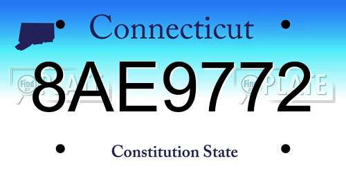 8AE9772 Connecticut License Plate