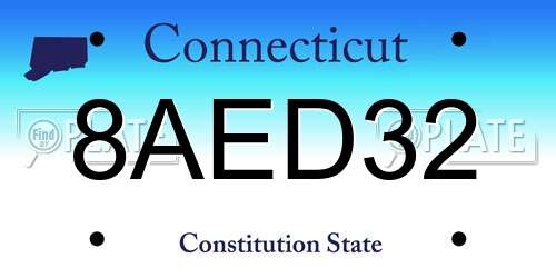 8AED32 Connecticut License Plate