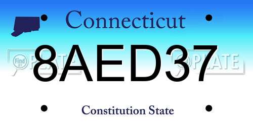 8AED37 Connecticut License Plate