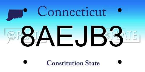 8AEJB3 Connecticut License Plate