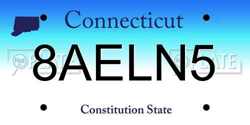 8AELN5 Connecticut License Plate