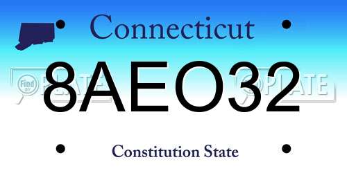8AEO32 Connecticut License Plate